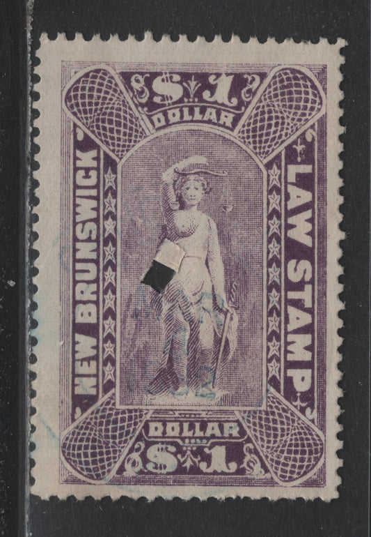 Lot 12 Canada - New Brunswick Van Dam#NBL11 $1 Violet, 1890-1900 Law Issue, A Fine Used Single, Province of New Brunswick