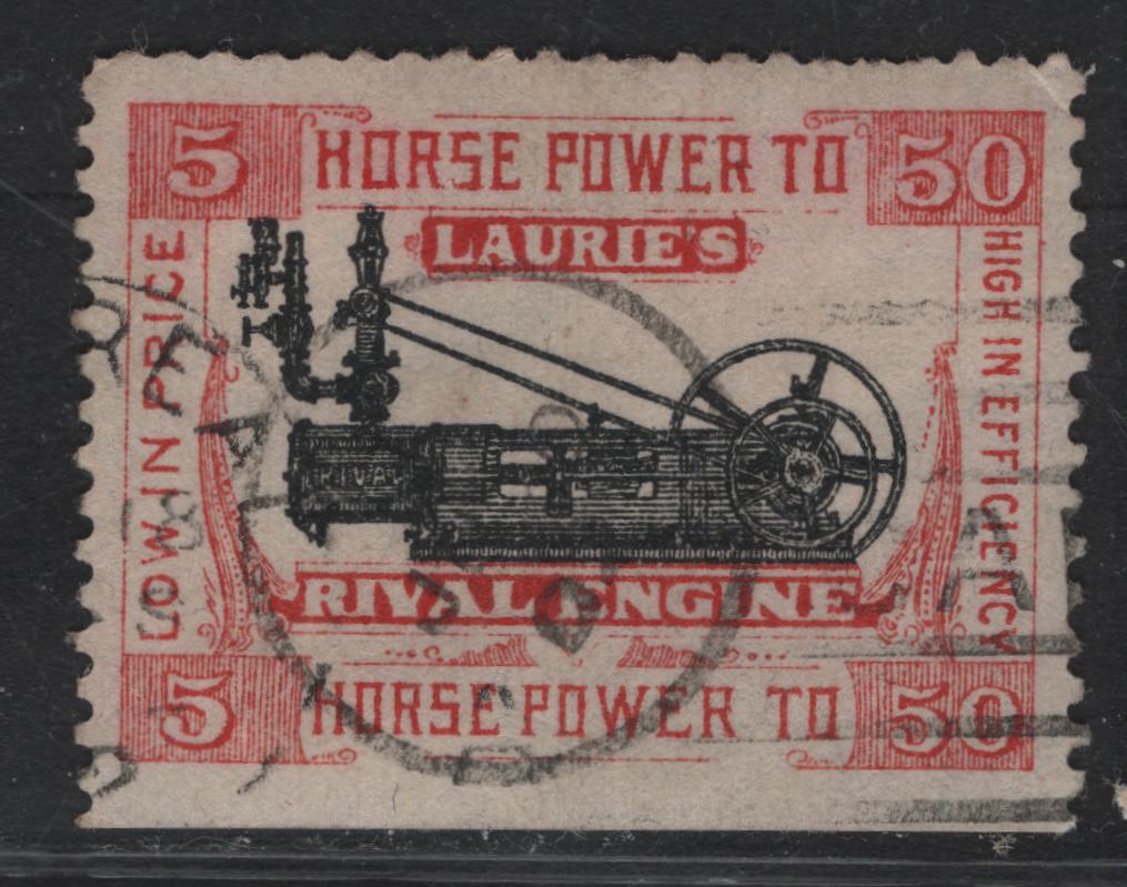 Lot 147 Canada (C) 1903 Laurie's Rival Engine Advertising Label, A Fine Used Single, 1903 Montreal Duplex Cancel