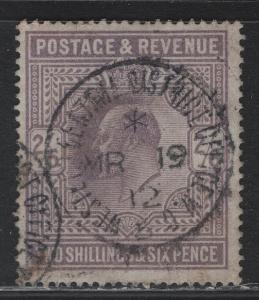 Lot 164 Great Britain (C) SG#315 2/6d Dull Grayish Purple, 1911-1913 King Edward VII Provisional Issue, A Fine Used Single, Somerset House Printing, Clear March 19 1912 West & Central District Office CDS