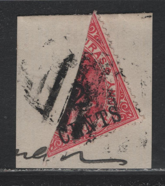 Lot 169 British Honduras (C) SG#27c 27c 1c on 1d Rose, 1888 Queen Victoria Issue, A Very Fine Used Bisect Single, Tied To Small Piece By Indistinct Barred Grid Cancel