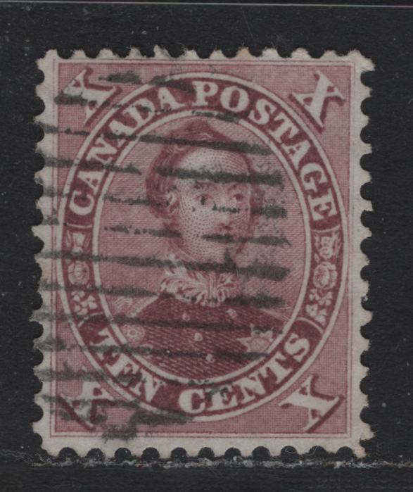 Lot 186 Canada (C) #17 10c Red Lilac, 1859-1864 Cents Issue, A Very Fine Used Single, Cents-G Paper, Perf 12x11.75