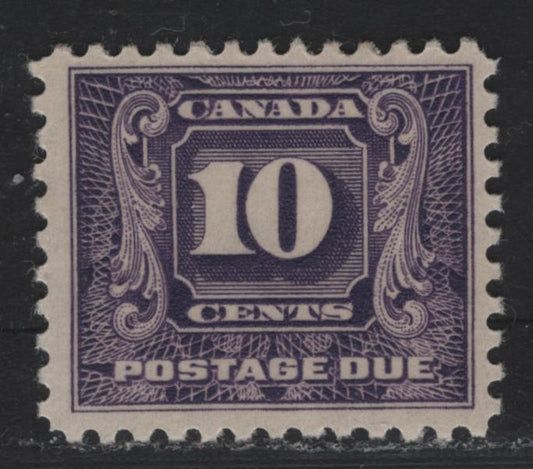 Lot 92 Canada #J10 10c Bluish Violet, 1930-1932 2nd Postage Dues, A FOG Single, BABN-BBB Paper, Perf 10.8
