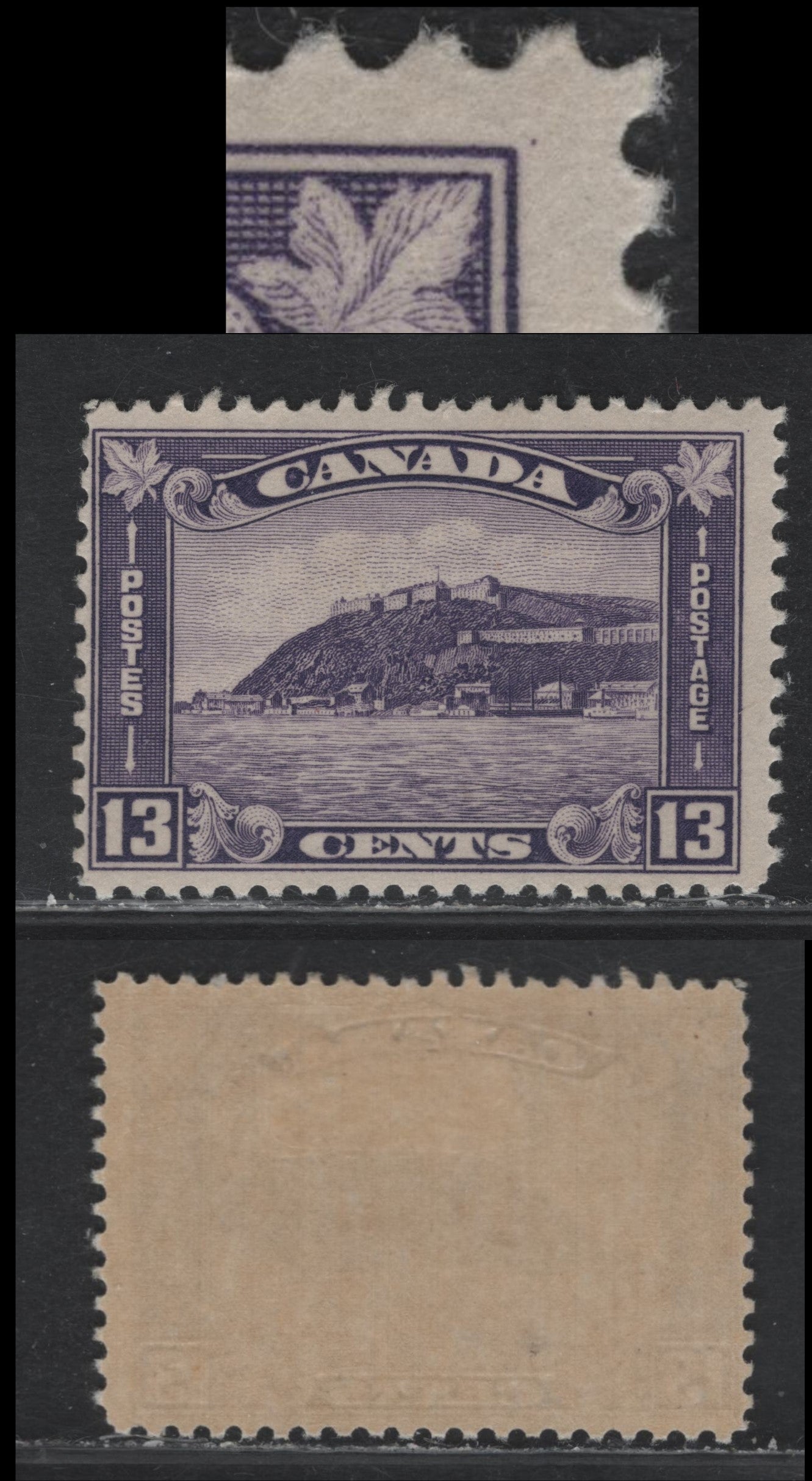 Lot 211 Canada (C) #201 13c Dull Bluish Violet, 1932 KGV Medallion Issue, A FOG Single, BABN-XX Paper, Perf 10.8 x 10.85, Small Guide Dot In UR Margin.