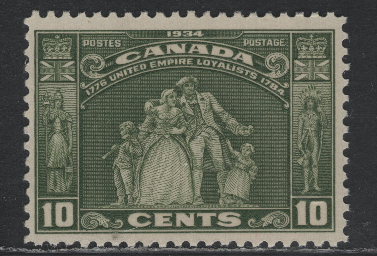 Lot 240 Canada (C) #209 10c Olive Green, 1934 Loyalists Issue, A VFNH Single, BABN-II Paper, Perf 10.8