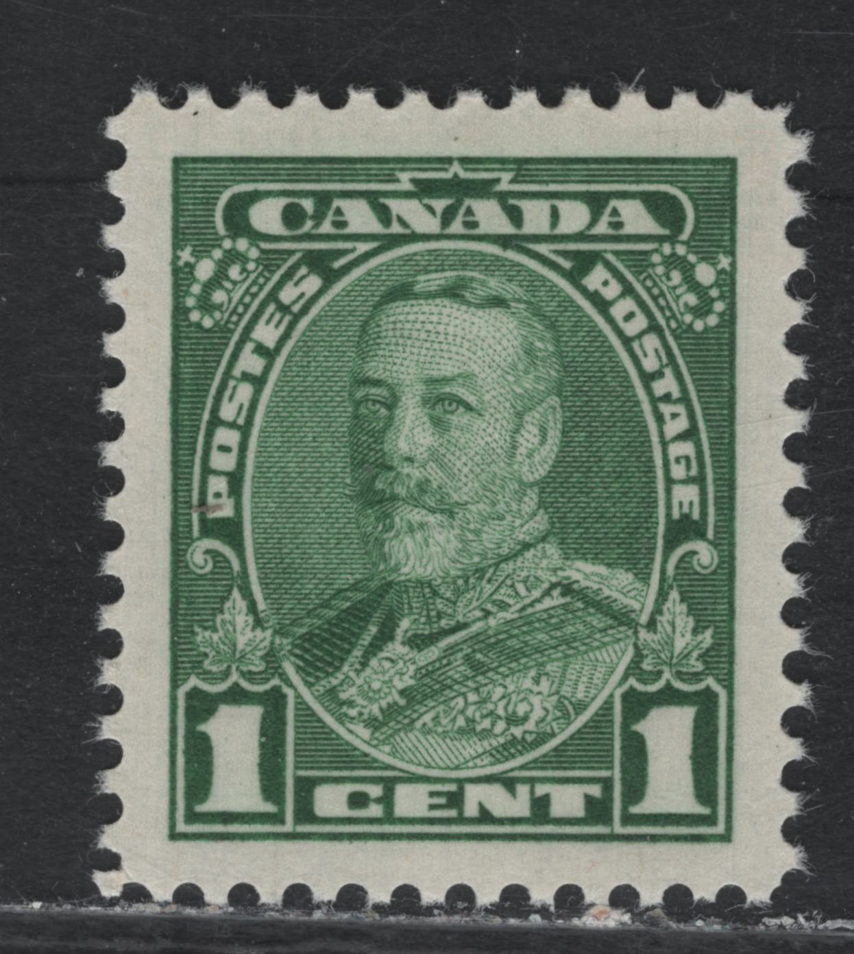 Lot 258 Canada #217 1c Green, 1935 KGV Pictorial Issue, A GEMNH Single, CBN-LL Paper, Perf 11.9, Perfectly Centered With Jumbo Margins.