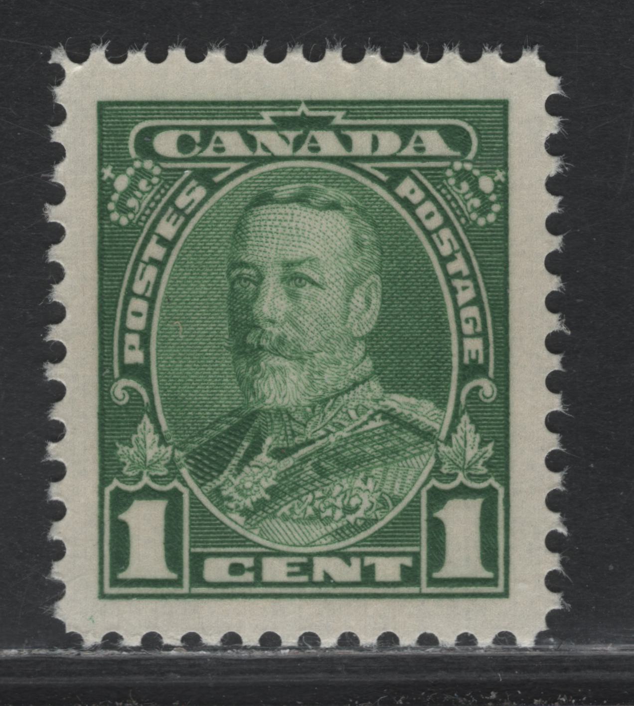 Lot 260 Canada #217 1c Green, 1935 KGV Pictorial Issue, A SUPNH Single, CBN-FFFFFF Paper, Perf 12x11.9