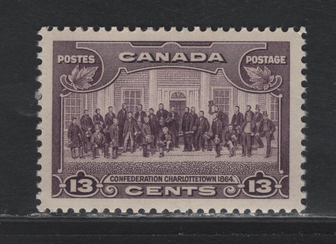 Lot 269 Canada (C)  SC#224 13c Blackish Purple Charlottown Conference, 1935-1937 Dated Die Issue, A GEM-100J NH Single Absolute Perfection, On CBN-FF Paper
