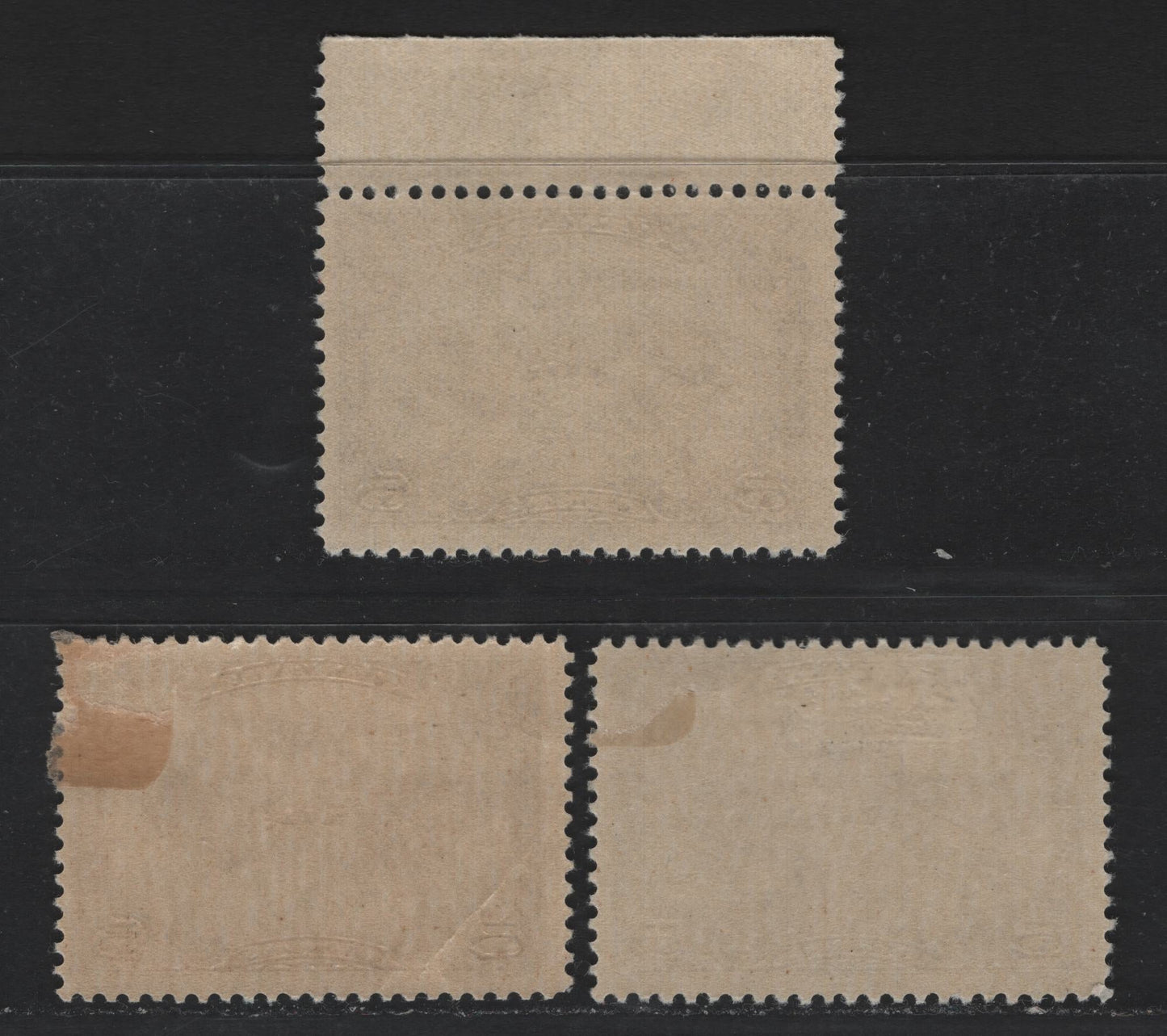 Lot 288 Canada (C) #C1 5c Olive Brown, 1928 Airmail Issue, 3 VFOG/NH Singles, 3 Shades On ABN-M Paper, Smooth Gum