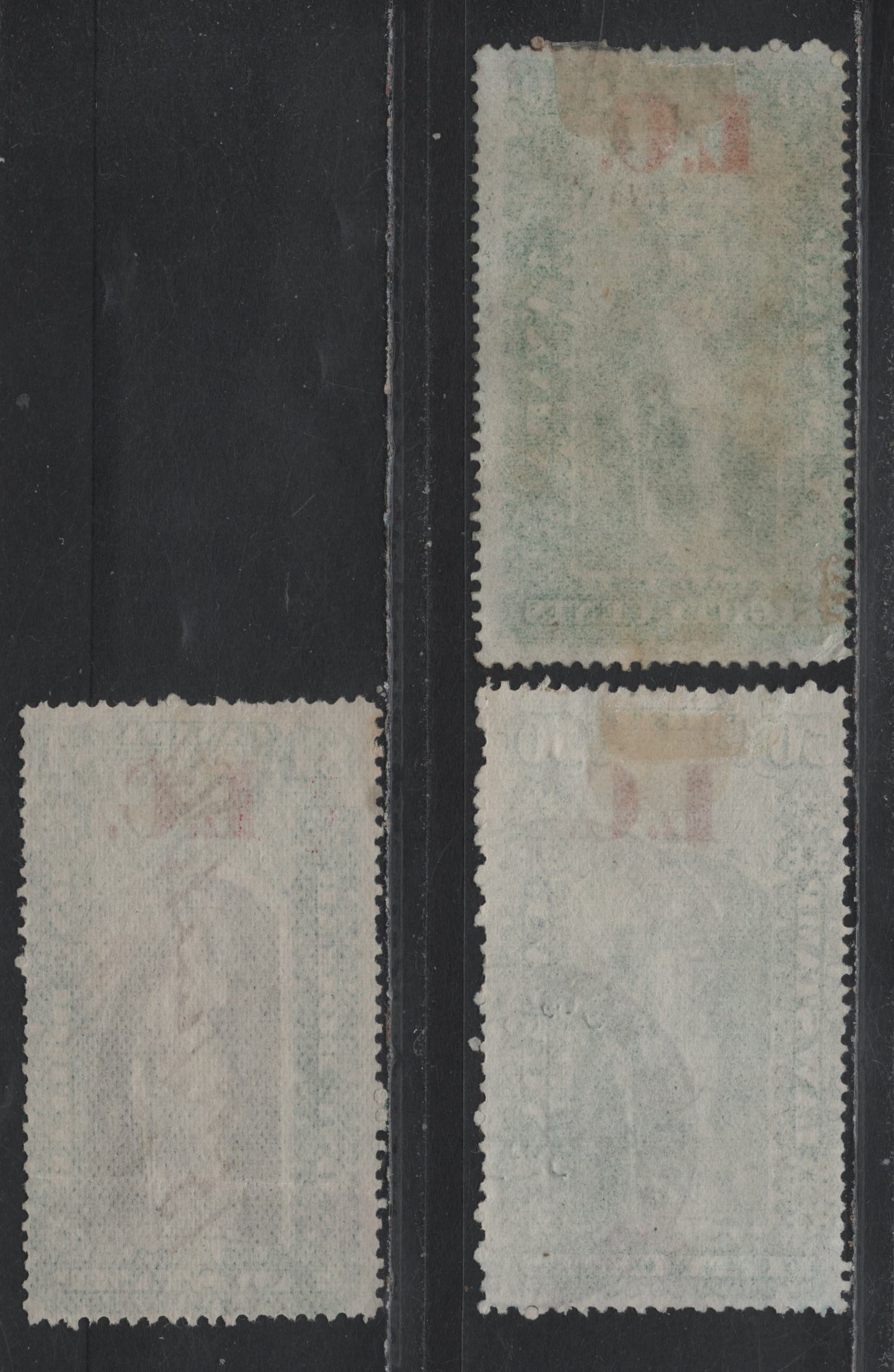 Lot 44 Canada - Quebec Van Dam#QL5, QL8,QL10 50c - $1 Green & Carmine - Green, Black & Carmine, 1864 Law Issue, 3 Fine Used Singles