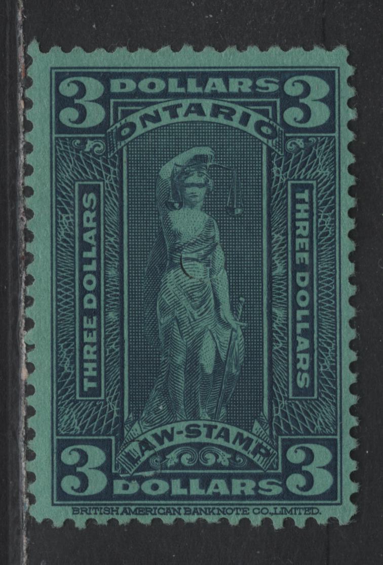 Lot 48 Canada - Quebec Van Dam#OL80 $3 Blue, 1929-1961 4th Law Issue, A Very Fine Used Single, Cut Cancellation