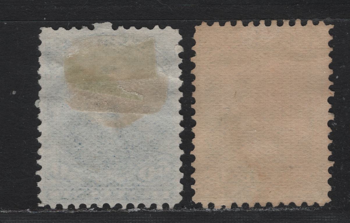 Lot 66 Canada Van Dam#FB43, FB47 6c - 10c Green - Blue, 1868 Third Bill Issue, 2 Fine/Very Fine Unused Singles, Soft Horizontal Wove Papers, Perfs 12 & 11.75x12