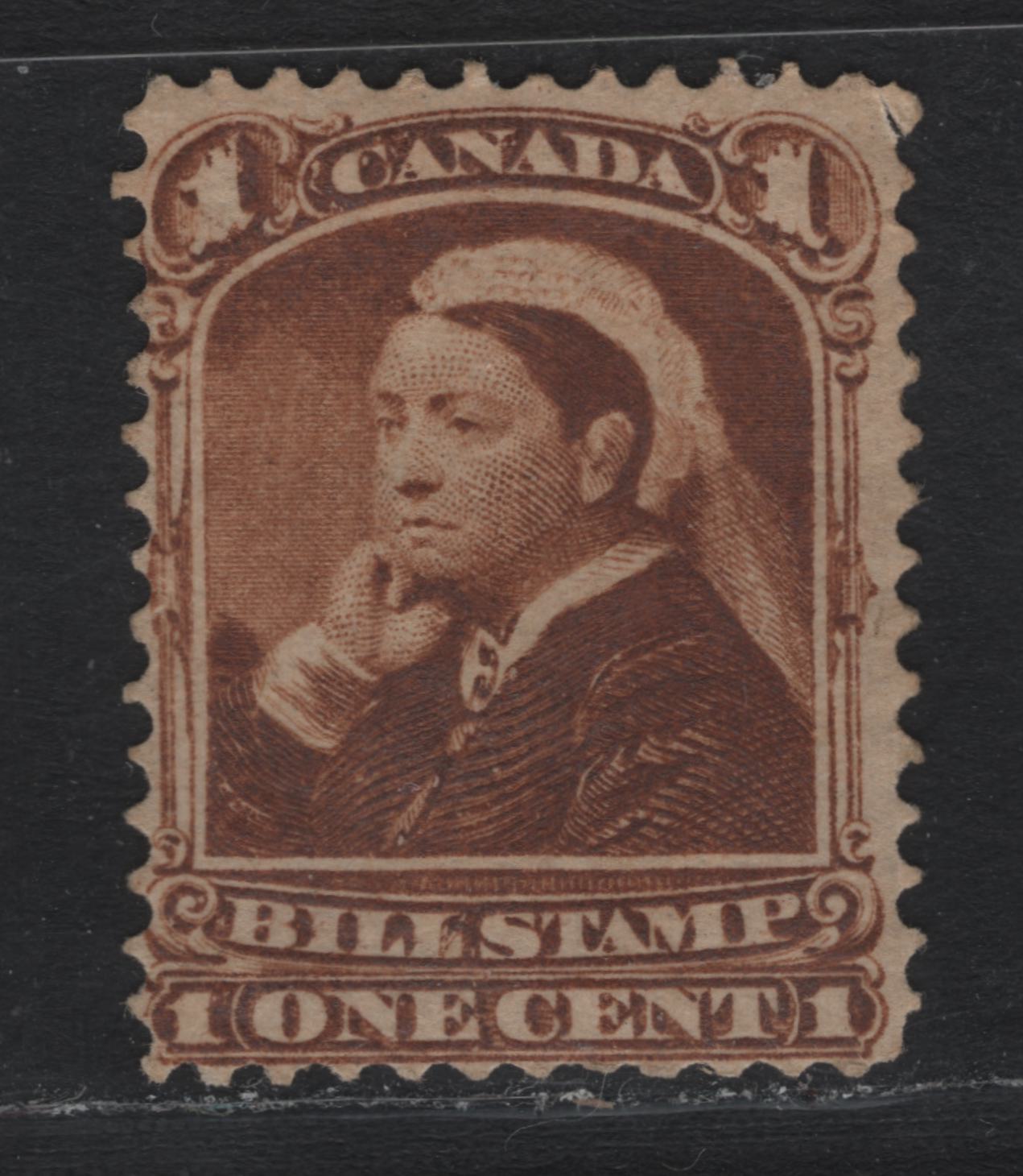 Lot 67 Canada Van Dam#FB37 1c Brown, 1868 Third Bill Issue, A FOG Single, Thick Horizontal Wove Paper