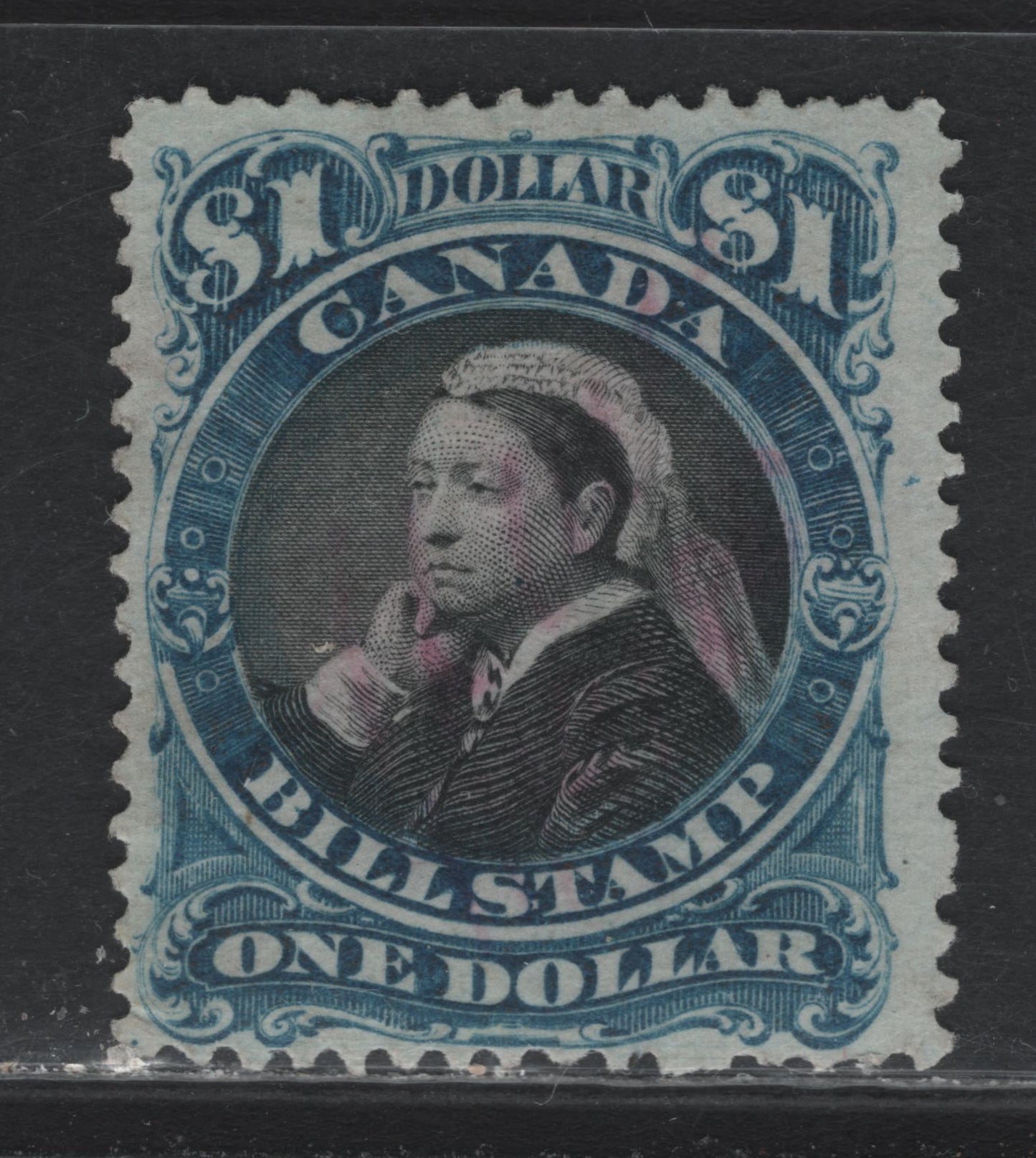 Lot 80 Canada Van Dam#FB52 $1 Blue & Black, 1868 Third Bill Issue, A Fine Used Single, Perf 12, Stout Horizontal Wove Paper