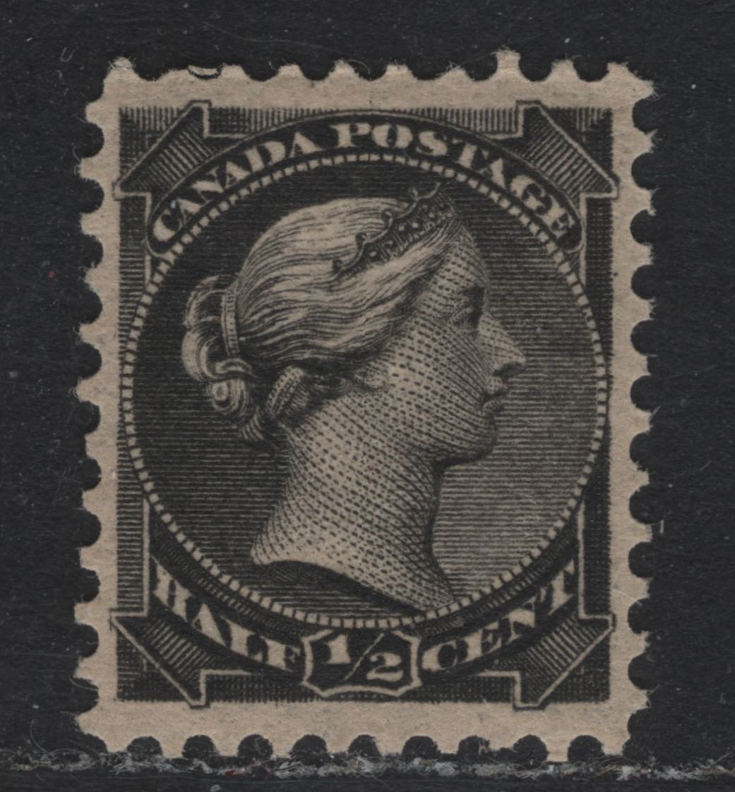 Lot 1 Canada (C) #34 1/2c Black , 1870-1893 Small Queen Issue, A VFNH Single, Second Ottawa Printing, Perf 11.9x12, 2O-B Paper, Well Centered & Fresh.