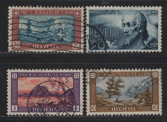 Lot 112 Switzerland Scott#B49-B52 5c - 30c Dark Violet & Red Orange - Dark Blue , 1929 Semi Postal Issues, 4 Very Fine Used Singles