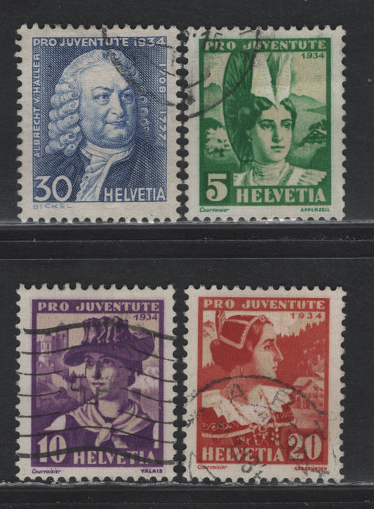 Lot 115 Switzerland Scott#B69-B72 5c - 30c Green & Buff - Ultramarine , 1934 Semi Postal Issue, 4 Very Fine Used Singles
