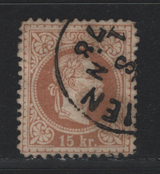 Lot 149 Austria (C) Scott#38c 15kr Brown , 1874-1880 Franz Josef Issue, A Very Fine Used Single, Perf 12