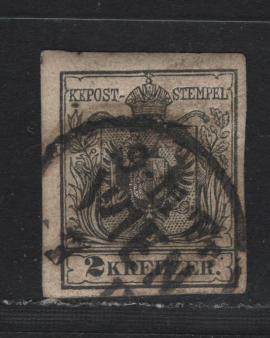 Lot 169 Austria Scott#2 2kr Black , 1850 Arms Issue, A Very Fine used Single, Wien Cancel