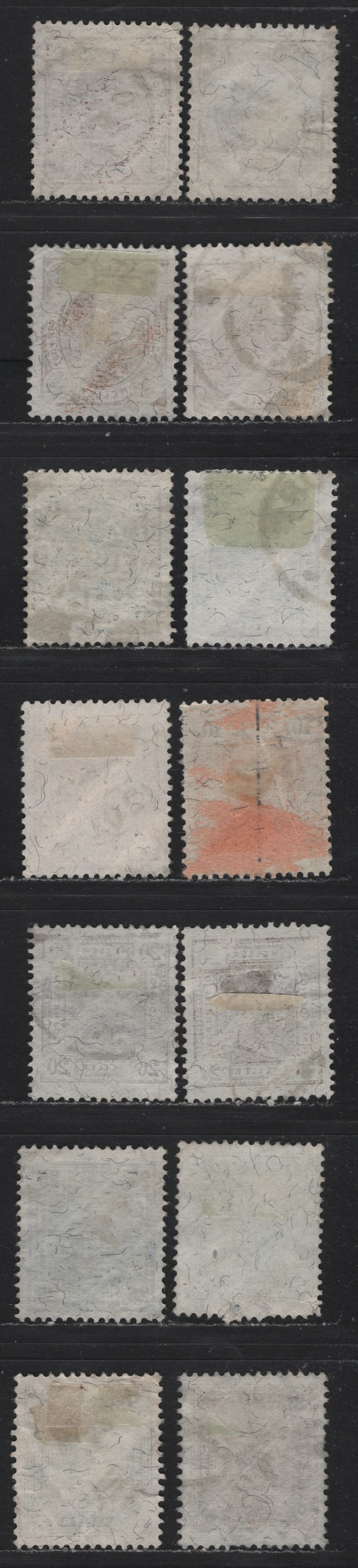 Lot 197 Austria Scott#70a-77a, 79, 82a 1h - 60h Lilac & Black - Brown & Black , 1901 Franz Josef Sideface First Issue, 14 Fine/Very Fine Used Singles, Varnish Bars Perfs
