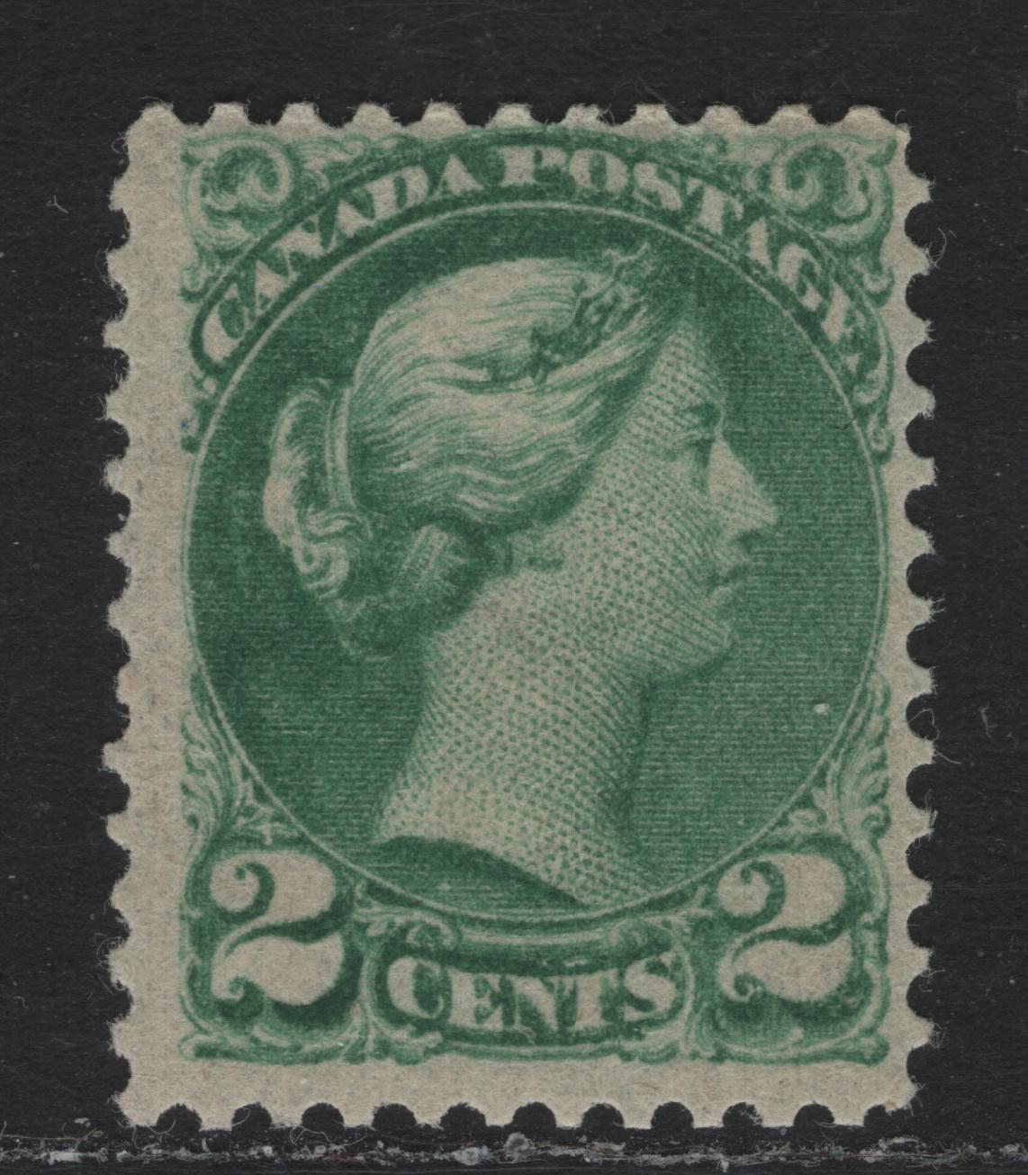 Lot 2 Canada (C) #36i 2c Green , 1870-1893 Small Queen Issue, A FNH Single, Early Second Ottawa Printing, Perf 12x12.1, 2O-QQ Paper.