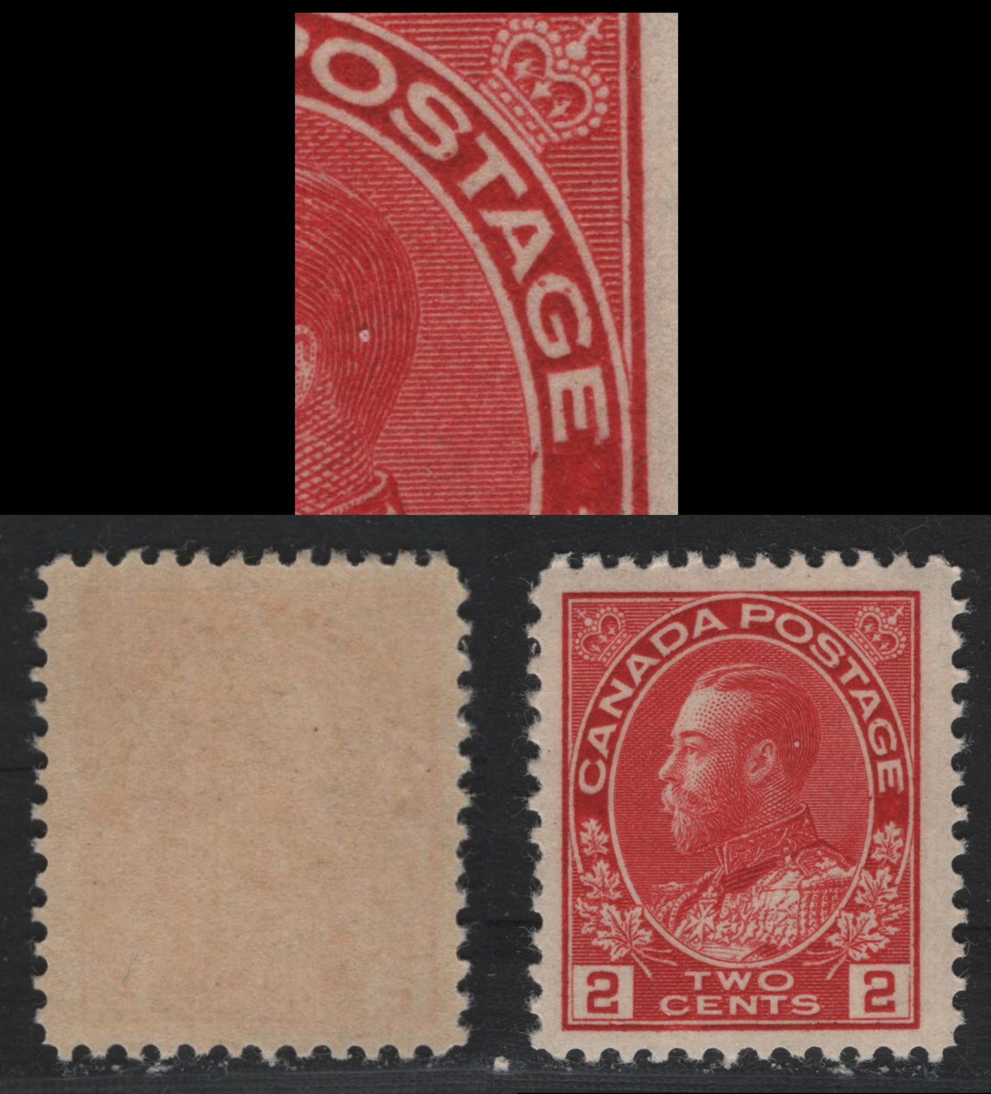 Lot 21 Canada #106 2c Carmine , 1911-1925 Admiral Issue, A FNH Single, ABN-E Paper, Perf 11.9x11.75, Retouched Frameline, Showing Dots In S & G Of Postage & In Frame Opposite E.