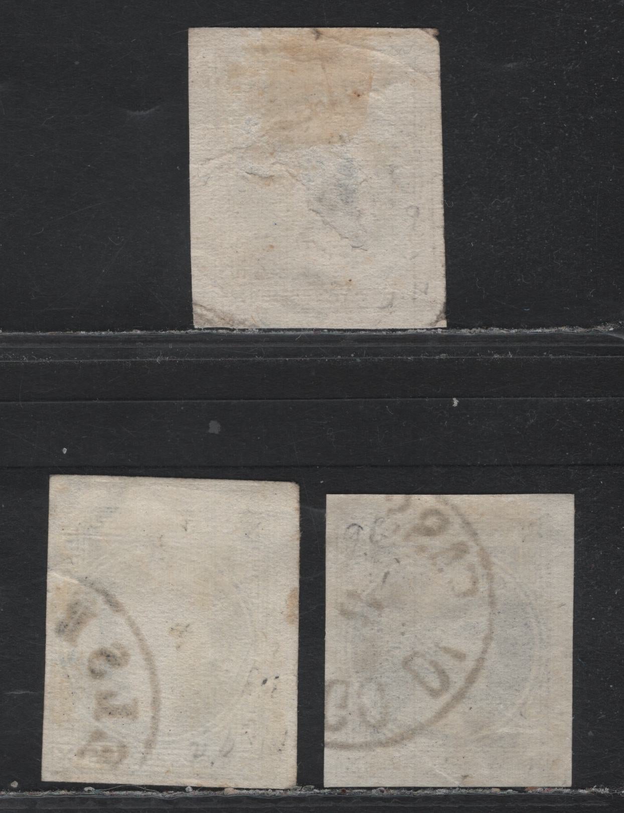 Lot 225 Austria Scott#P9, P9Bd, P9B 1kr Violet , 1867-1876 Mercury Newspaper Issue, 3 Fine/Very Fine Used Singles, Type 1 Coarse, Type II Fine & Type III Printings, Small Shallow Thin On the Type 1 Printing