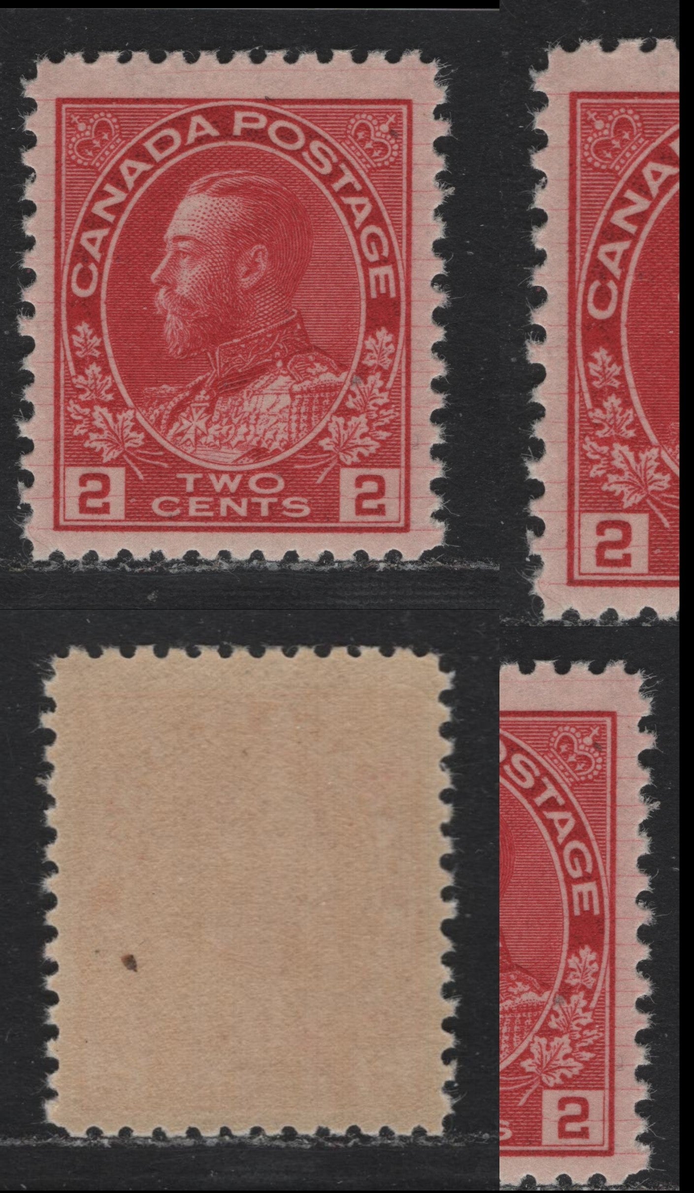 Lot 22 Canada (C) #106ix 2c Deep Rose Red , 1911-1924 KGV Admiral Issue, A VFNH Single, ABN-A Paper, Perf 11.9, Hairlines.