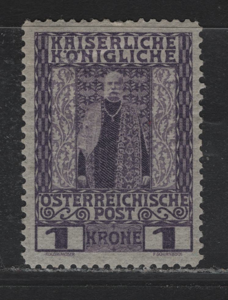 Lot 230 Austria Scott#124 1k Purple , 1908-1916 Royal Family Issue, A VFOG Single