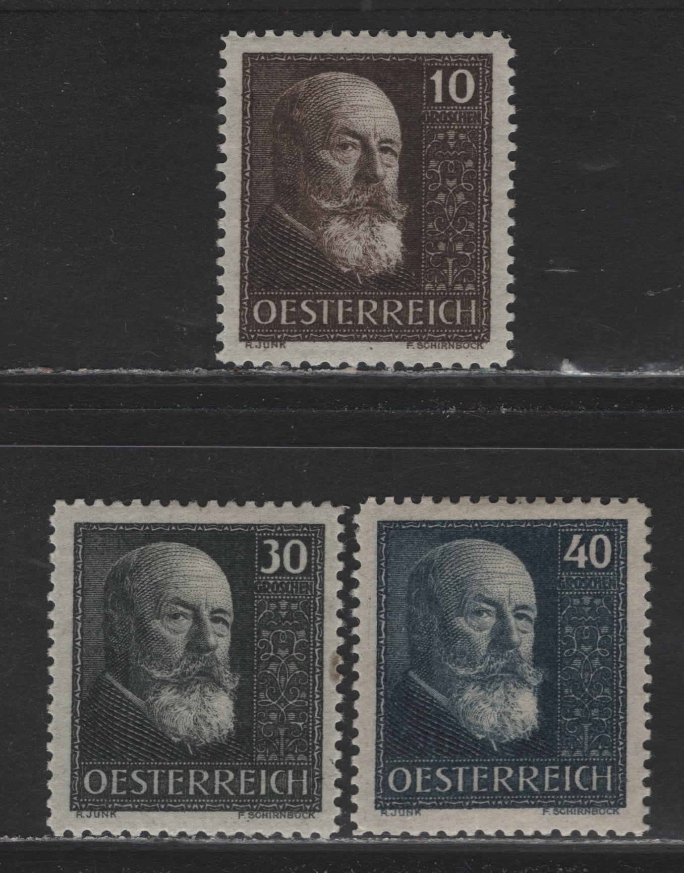 Lot 273 Austria Scott#B77, B79-B80 10g - 40g Dark Brown - Indigo , 1928 Tenth Anniv of Republic Issue, 3 F/VFOG Singles