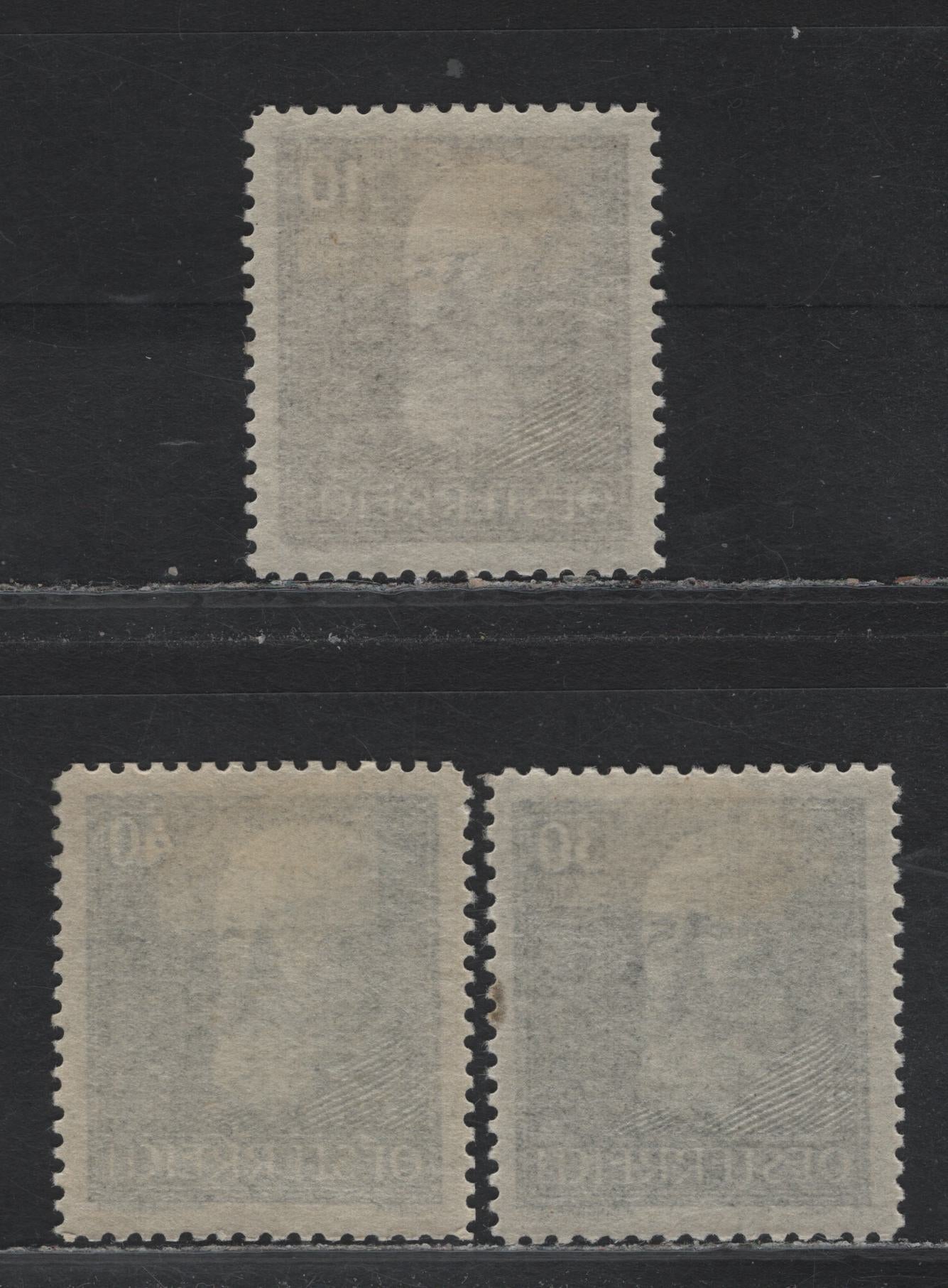 Lot 273 Austria Scott#B77, B79-B80 10g - 40g Dark Brown - Indigo , 1928 Tenth Anniv of Republic Issue, 3 F/VFOG Singles