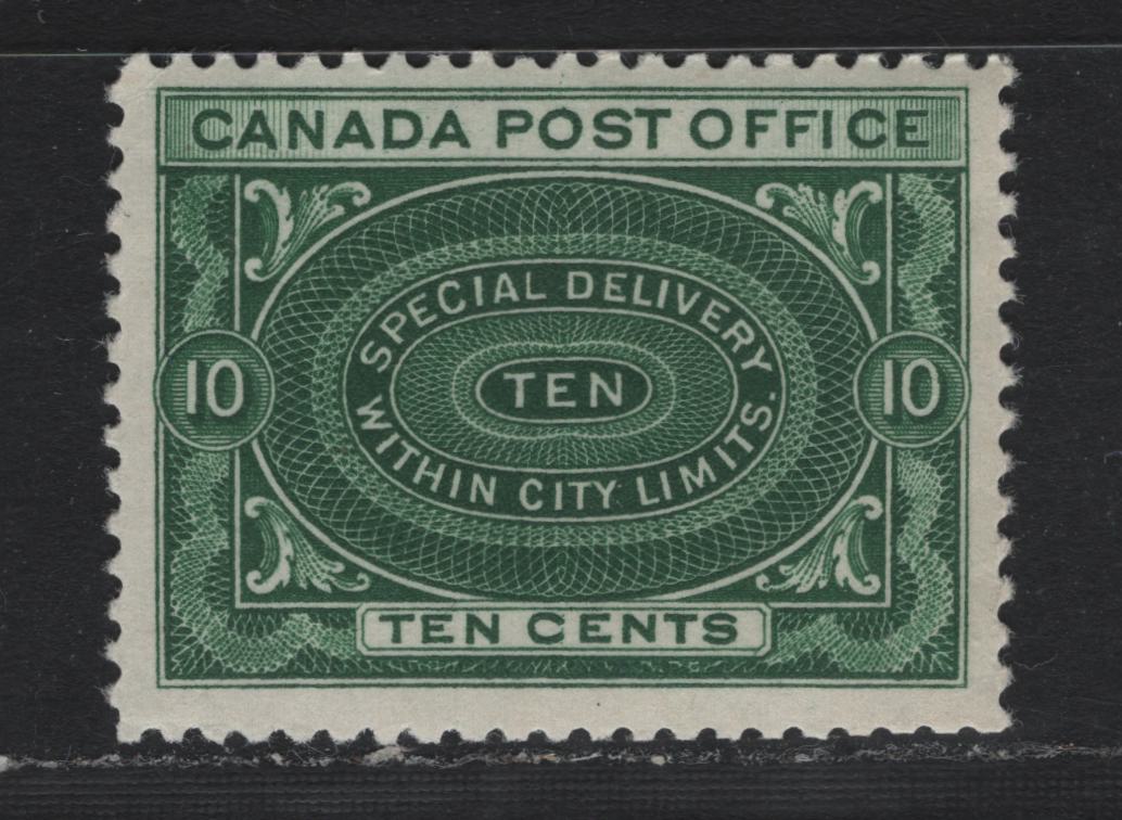Lot 45 Canada (C) #E1b 10c Dark Yellow Green , 1898 Special Delivery Issue, A FNH Single, ABN-E Paper, Perf 11.9x11.95