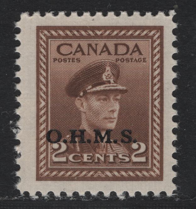 Lot 46 Canada (C) #O2 2c Brown , 1949-1950 Overprinted KGVI War Issue, A VFNH Single, CBN-TTTTT Paper, Perf 11.9