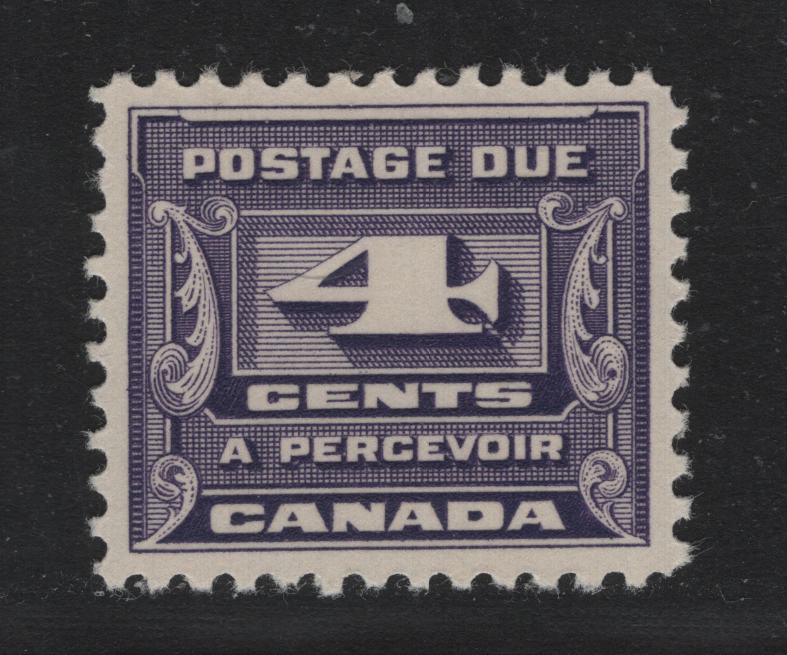 Lot 61 Canada (C) #J13 4c Bluish Violet , 1933-1934 Third Postage Due, A VFNH Single, BABN-OO Paper, Perf 10.8x10.7