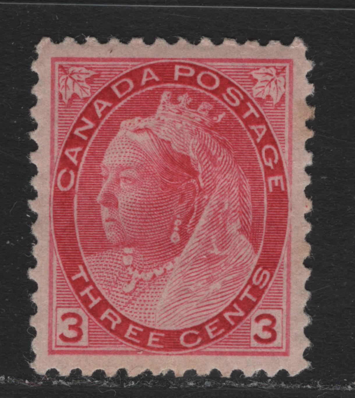Lot 9 Canada (C) #78 3c Carmine , 1898-1902 Numeral Issue, A VFOG Single, ABN-A Paper, Perf 12x11.9, Some Light Toning On The Back.