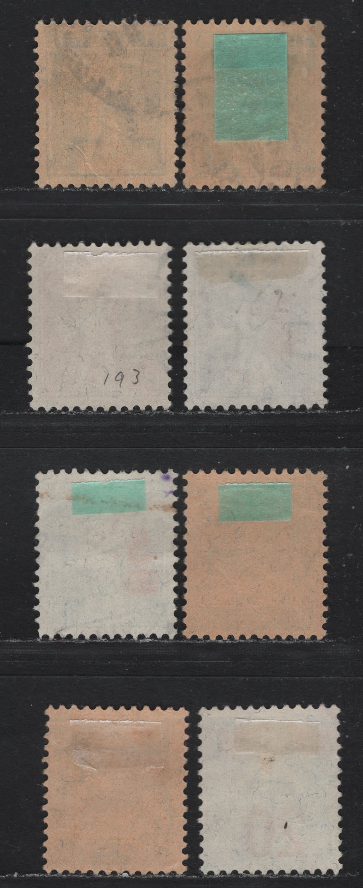 Lot 91 Switzerland Scott#193-196, 198-199, 207-208 2.5c on 3c - 5c on 7c Deep Green on Buss , 1921-1930 Surcharged Issue, 8 Very Fine Used Singles