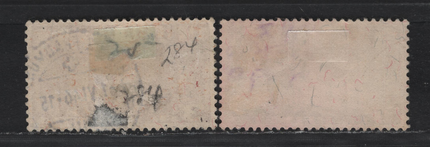 Lot 96 Switzerland Scott#244-245 3fr - 5fr Brown Carmine - Slate Blue , 1938 Symbolic High Value Definitives, 2 Very Fine Used Singles, Both On Greenish Paper