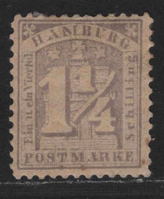 Lot 306 Hamburg (C) Scott#22r 1.25s Lilac , 1864-1865 Arms Issue, A FOG Single, Reprint, Unwatermarked Paper, Perf 11.5.