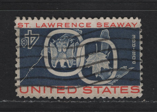 Lot 309 USA (C) Scott#1131varF 4c Blue & Red , 1959 St Lawrence Seaway Issue, A Very Good Used Single, Fantasy Invert, Made By Pasting The Center Of One Stamp Onto An Inverted Second Stamp