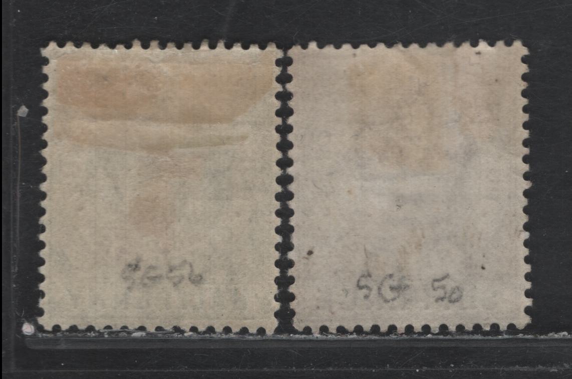 Lot 335 Gibraltar (C) Gibbons#56, 60 1/2d - 6d Dull & Bright Fgreen - Dull Purple & Violet , 1904-1908 King Edward VII Issue, 2 F/VFOG Singles, Very Small Wrinkle In Upper Margin, Wmk Crown CA, Ordinary Paper.