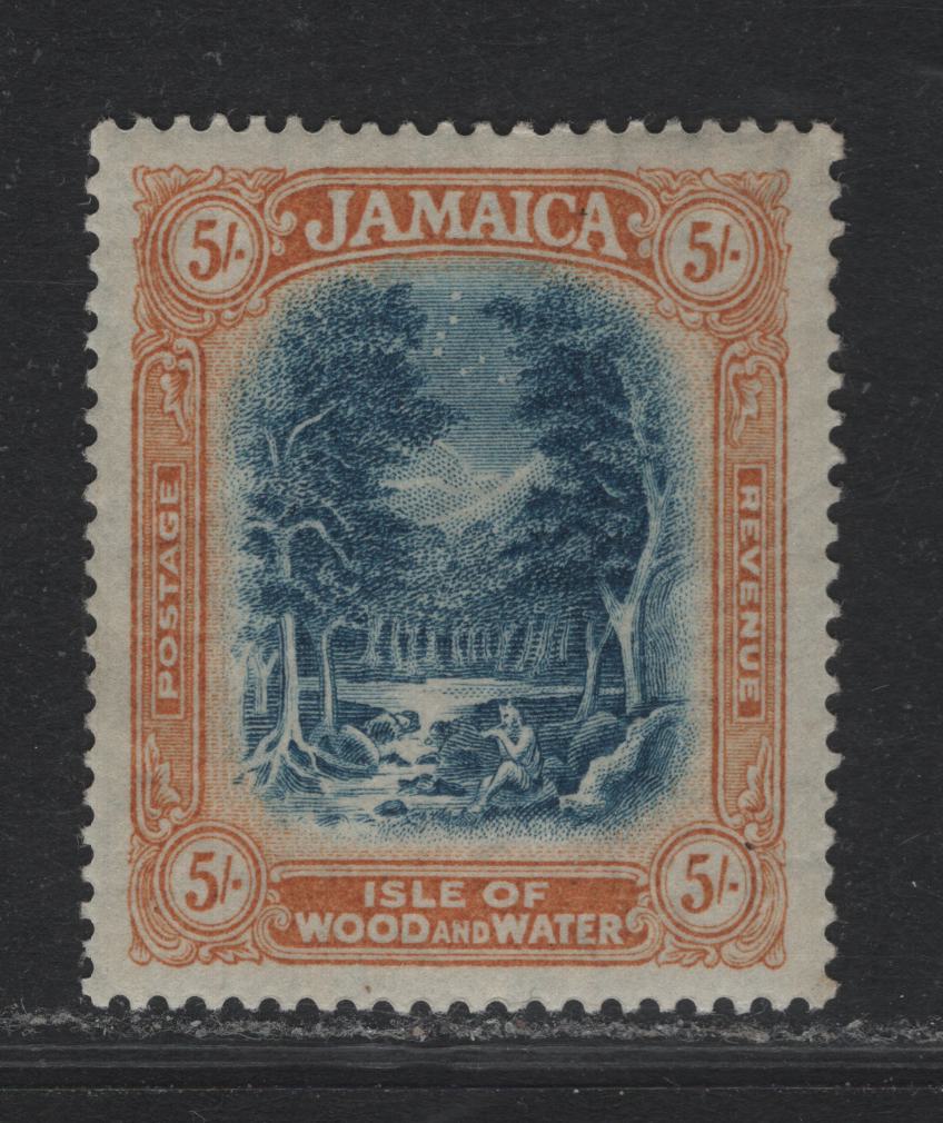 Lot 375 Jamaica (C) Gibbons#88a 5/- Blue & Pale Dull Orange , 1919-1921 Pictorial Issue, A VFOG Single, Multiple Crown CA Wmk