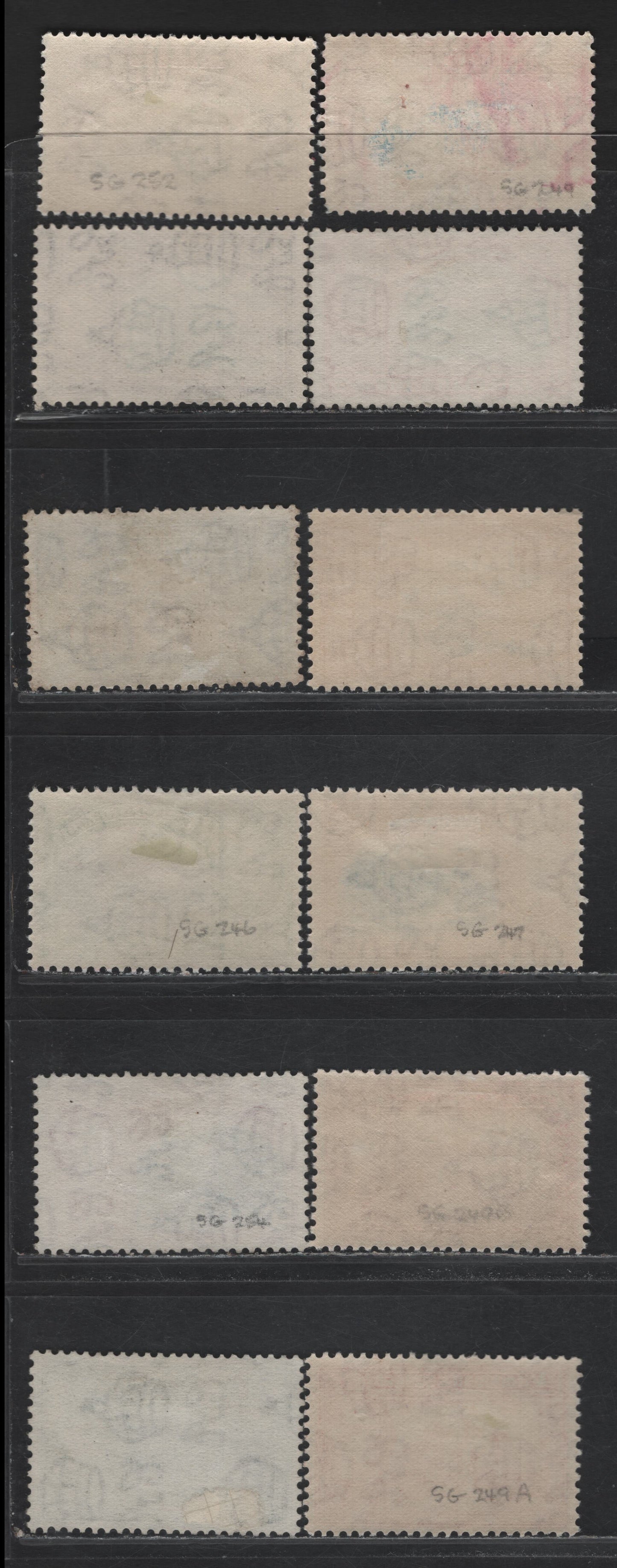 Lot 409 Trinidad & Tobago (C) Gibbons#246/254 1c - 60c Blue & Green - Myrtle Green & Carmine , 1938-1952 KGVI Pictorial Issue, 12 F/VFOG & Unused Singles, Gum On Opaque Paper, 8c, 3c, 24c & 60c Have No Gum