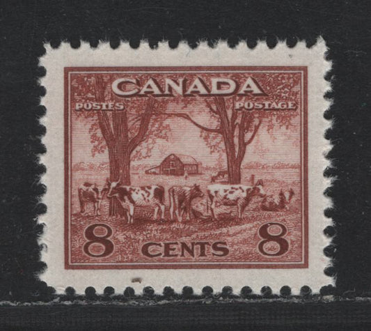 Lot 402 Canada #256 8c Deep Lake Red Farm Scene, 1942 King George VI War Issue, A SUP NH Single On CBN-IIII Paper, Perf 11.9x11.85