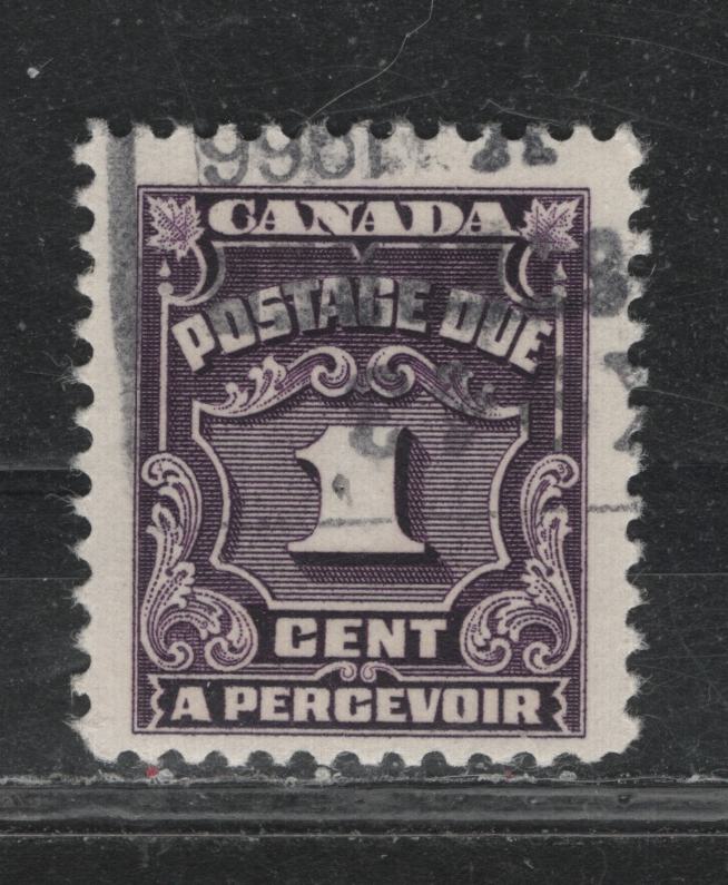 Lot 341 Canada #J15ii 1c Violet , 1935-1965 4th Postage Due Issue, A Fine Used Single, CBNE-I (HB) Paper, Perf 11.9, Scarce Used Example With October 1966 Boxed Cancel.
