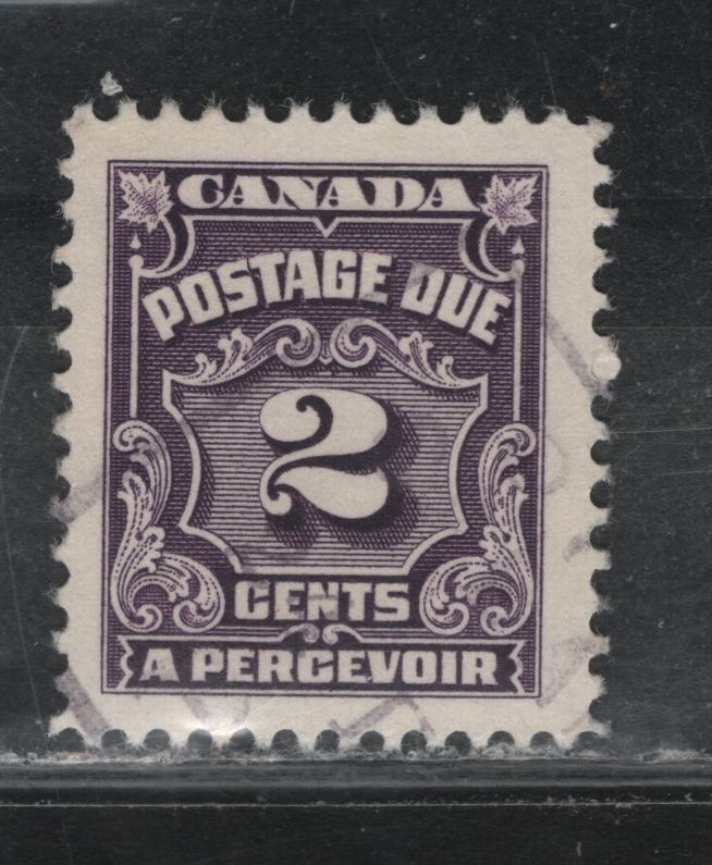 Lot 345 Canada #J16i 2c Violet , 1935-1965 4th Postage Due Issue, A Very Fine Used Single, CBNE-I Paper, Perf 11.85x12, Scarce Paper Type.