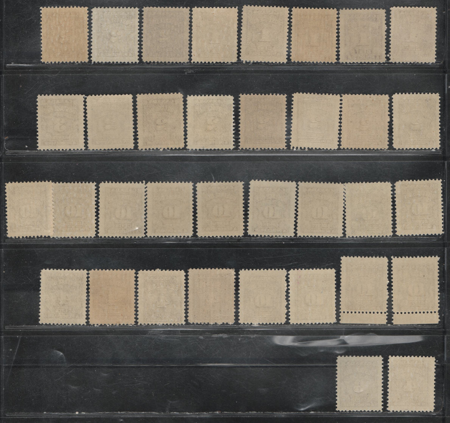 Lot 392 Canada  SC#J15/J20b 1c-10c Violet Shades, Deep Rose Lilac, 1935-1967 Fourth Postage Due Issue, 35 Fine NH Singles On A Variety of Different Papers, Every Stamp Different From Other Similarly Graded Lots