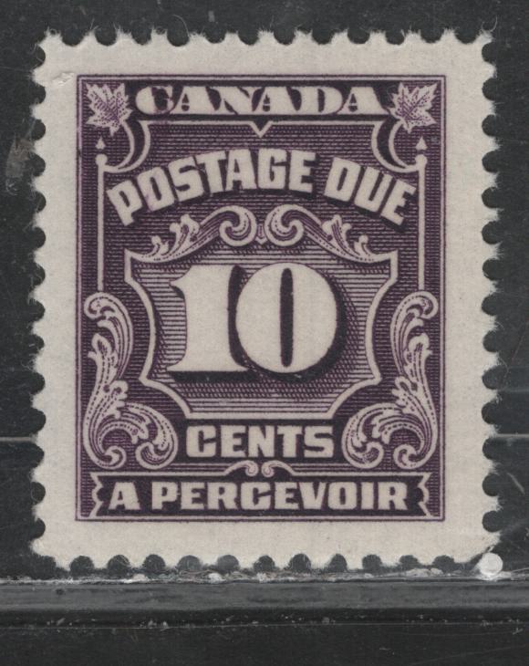 Lot 393 Canada SC#J20var 10c Deep Rose Lilac Numeral, 1935-1967 Fourth Postage Due Issue, A VFNH Single On CBNE-T Paper, Showing Smudge Through "C" Of Canada, Perf. 11.9