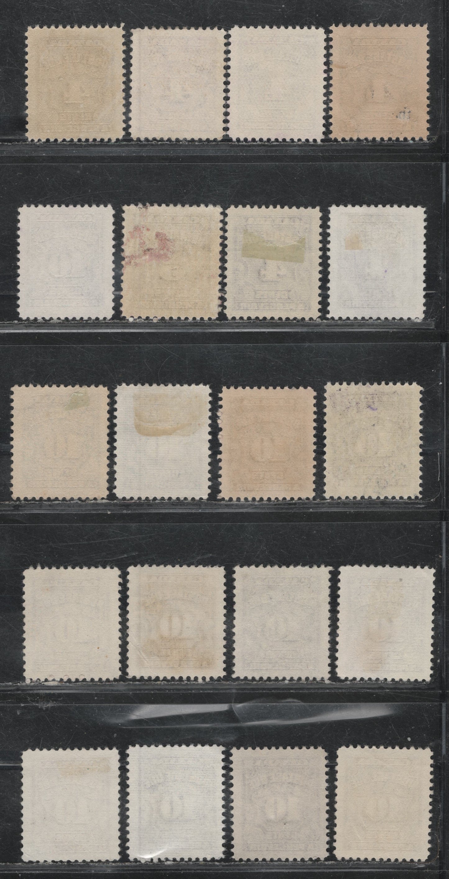 Lot 401 Canada SC#J17/J20 4c, 5c, 10c Violet Shades, Deep Rose Lilac, Blackish Lilac 20 VF Used Singles Showing the A Wide Range Of Shades & Papers, Including Red Violet Shades, Includes The 4c & 10c on Scarce CBN-WWWWWWW Toned Paper