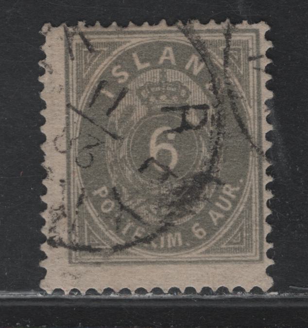 Lot 230 Iceland (C) SC#10 6a Gray , 1876 Numeral& Shield Issue, A Fine Used Single, Perf 14x13.5