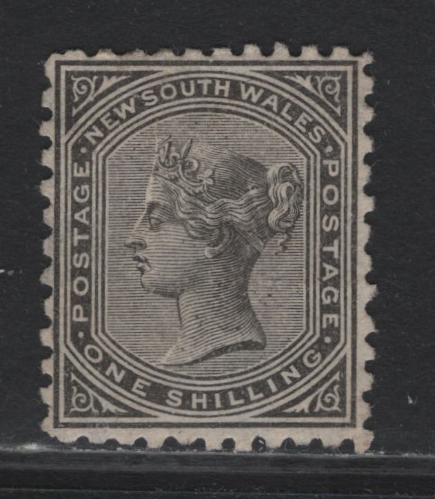 Lot 318 Australia - NSW SG#237a 1/- Black , 1882-1897 Surface Printed Queen Victoira Issue, A Very Fine Unused Single, Well Centered, Wmk Large Crown & NSW, Very Seldom Found With Centering And Perfs Like This.