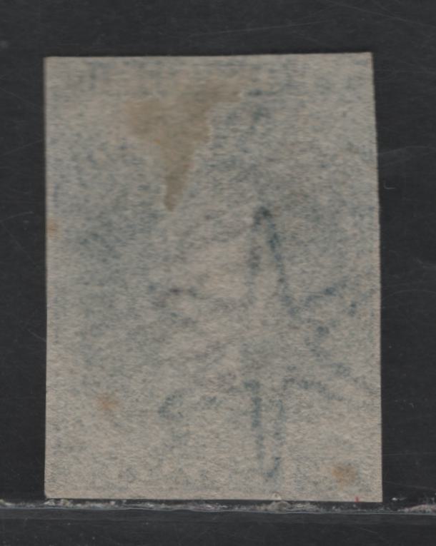 Lot 329 Australia - South Australia SG#10 6d Slate Blue , 1856-1858 Courbould Heads Issue, A Fine Used Single, Large Star Wmk, Adelaide Printing, #41 Diamond Grid Numeral Cancel For Gumeracha, 3 Full Margins, Left Margin Just Touching To Clear.